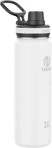 Vista 19 de Takeya Originals - Botella de agua de acero inoxidable con aislamiento al vacío de 18 onzas con tapa de boquilla, negra