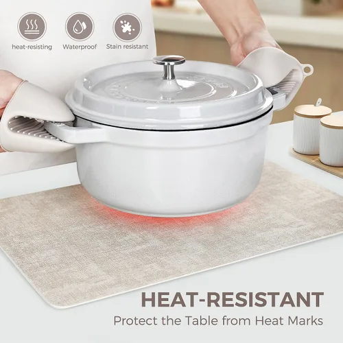 Vista 2 de Juego de 4 manteles individuales de vinilo, de piel sintética, impermeables y resistentes al calor, lavables, antideslizantes, con posavasos