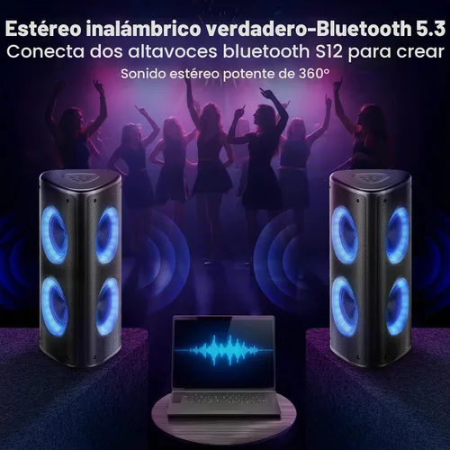 Vista 4 de Fisher Altavoces Bluetooth portátiles, altavoces estéreo, sistema inalámbrico Bluetooth, triángulo cuádruple de 6.5 pulgadas, doble potencia máxima