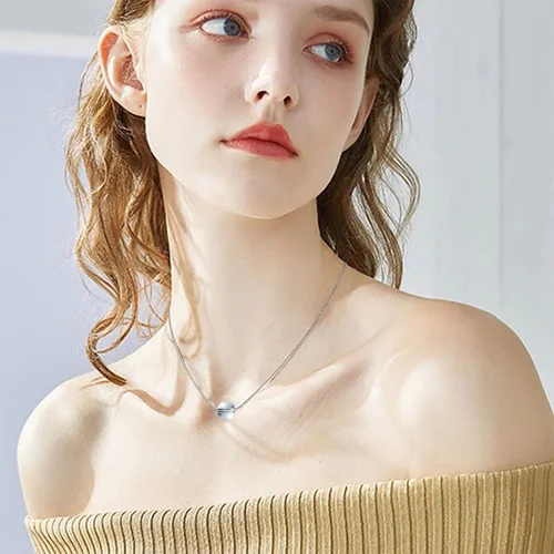 Vista 2 de Collar con colgante de cristal de plata de ley 925, collar de cristal curativo ajustable para mujer