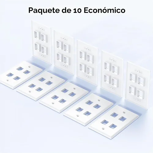 Vista 7 de Cable Matters - Paquete de 10 placas de pared Keystone de perfil bajo de 4