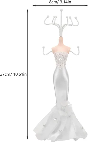 Vista 6 de KALLORY Soporte de exhibición de joyería de mano para maniquí femenino, soporte para vestido de boda, modelo de collar, estante de exhibición