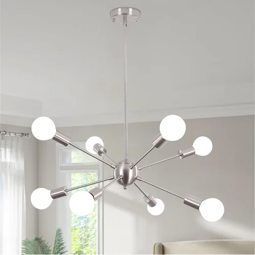 Vista 10 de ETONIMERR Lámpara de araña pequeña de cristal con enchufe Iluminación 4 luces Lámpara de araña moderna de cristal con cable de enchufe de 5.2 metros