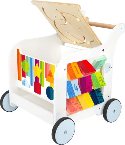 Vista 4 de Small Foot Wooden Toys - Andador de elefante dulce prémium y centro de actividades 5 en 1 diseñado para niños pequeños de 12 meses en adelante
