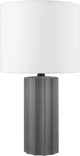 Vista 9 de GLOBE Electric 65922 - Lámpara de mesa de 20 pulgadas, acabado de hormigón acanalado, pantalla de lino blanco