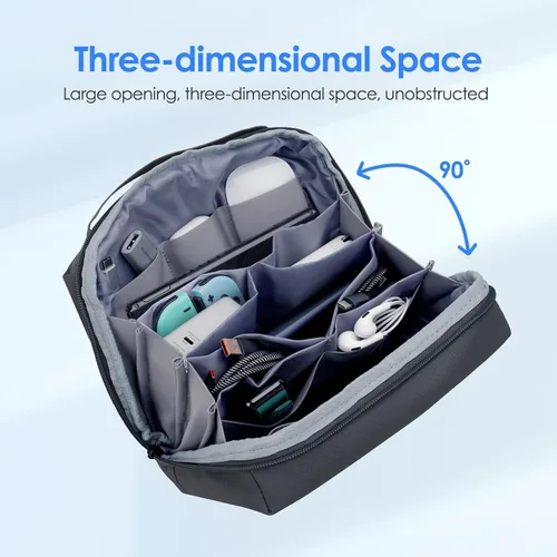 Vista 3 de LENTION Premium - Bolsa organizadora de artículos electrónicos impermeable con asa Large Multi-Compartment Carry Case Fits Tablet, Chargers