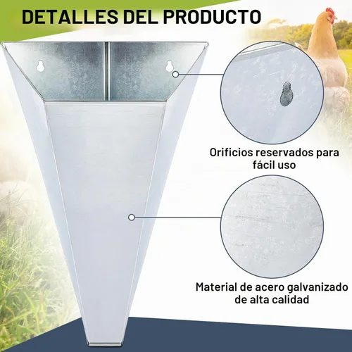 Vista 3 de Mumufy - Cono de pollo mediano, 4 unidades, acero galvanizado, cono