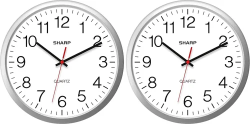 Vista 9 de Sharp Reloj de pared silencioso sin tictac de cuarzo de calidad de 10 pulgadas, funciona con pilas, redondo, fácil de leer para el hogar, cocina