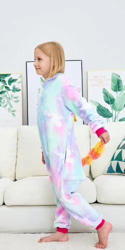 Vista 4 de Pijama unisex de unicornio para niños, disfraz de Halloween