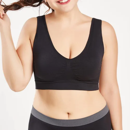 Vista 6 de Brasier deportivo sin costuras de alto soporte para mujer, sin varillas, brasier de yoga cómodo, sin varillas, brasier con push up, para uso diario