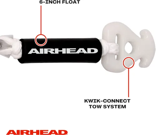 Vista 4 de Airhead Arnés de remolque de cable autocentrante para tubos remolcables de 1-2 jinetes, esquís acuáticos y wakeboards, 14 pies