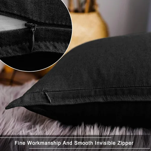 Vista 3 de Jeanerlor - Funda de cojín sólida de lino y algodón para decoración, de 18x18 pulgadas, funda de almohada especial para sofá, cama, silla