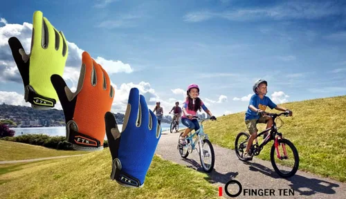 Vista 6 de FINGER TEN Guantes de ciclismo para niños y niñas y jóvenes, par de dedos completos, ciclismo de motocross, pantalla táctil, bicicleta de montaña
