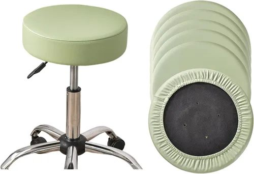 Vista 29 de HAOYONG Juego de 2 fundas redondas para taburetes de bar, impermeables, de poliuretano, fundas elásticas para taburetes de bar, fundas para sillas