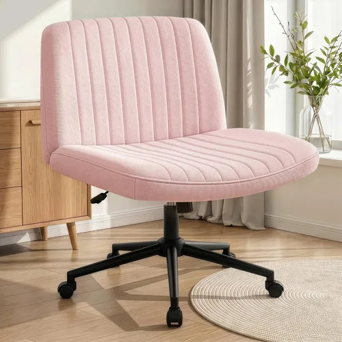 Vista 12 de NEO CHAIR Silla cruzada con ruedas, escritorio de oficina con patas marrón (Brown PU)