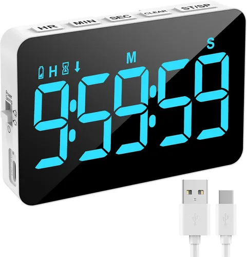 Vista 11 de Temporizador Digital Recargable de Cocina para Cocinar, Temporizadores Magnéticos con Cuenta Regresiva/Progresiva, Temporizador para Niños