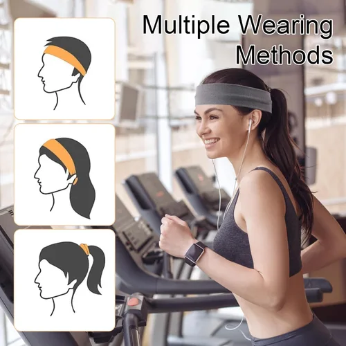 Vista 4 de 8 diademas de tela para mujeres y hombres, diademas de entrenamiento de moda, antideslizantes, de color puro, bandas elásticas para la cabeza