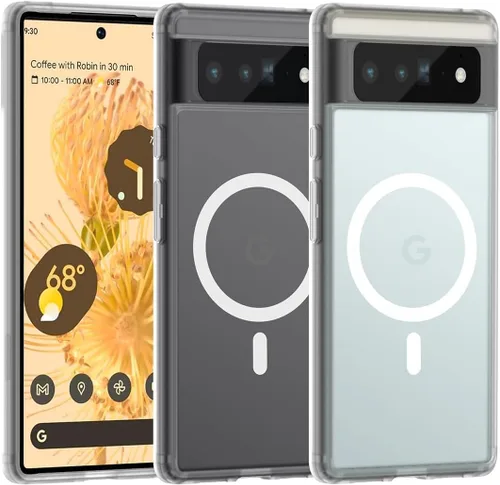 Vista 11 de TIANNIUKE Funda Magnética para Google Pixel 6, Transparente y Resistente al Amarilleo, Compatible con MagSafe, Funda Protectora Antigolpes de Ajuste
