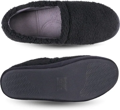 Vista 6 de isotoner Pantuflas bereber con espalda cerrada para hombre con espuma viscoelástica cómoda y forro transpirable Negro