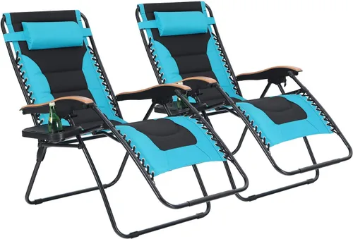 Vista 11 de PHI VILLA Silla XL de gravedad cero de gran tamaño, acolchada, reclinable, de gran tamaño, con soporte para tazas, soporta 350 libras (gris)