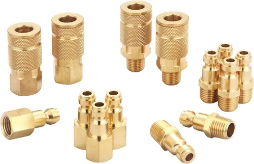 Vista 10 de Kit de acoplador y enchufe (7 piezas), tipo automotriz C, NPT de 1/4 de pulgada, juego de accesorios de aire de conexión rápida de latón macizo 7