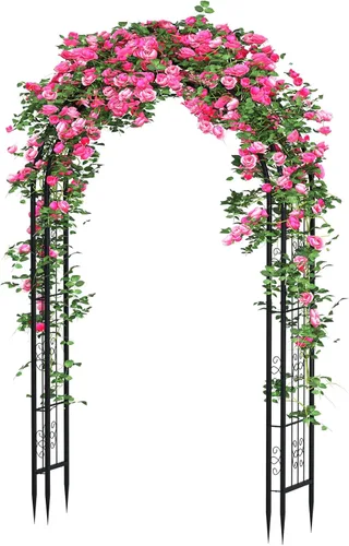 Vista 8 de Arbuxzuy Arco de Jardín de Acero de 102 pulgadas Pérgola Enrejado para Plantas Trepadoras Exterior, Patio, Arco de Jardín Ancho Resistente Duradero