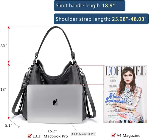 Vista 5 de Realer Handbags for Women Hobo Bags Large Crossbody Shoulder Bag Vegan Faux Leather, with HolsterWallet