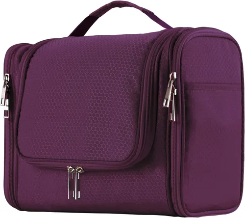 Vista 9 de Buruis - Neceser grande para hombres y mujeres, bolsa de viaje colgante para maquillaje, cosméticos, afeitado, artículos de tocador, kit Dopp