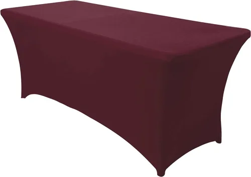Vista 75 de Obstal Funda de mesa de elastano elástica de 4 pies para mesas plegables estándar, paquete de 2 manteles rectangulares universales ajustables