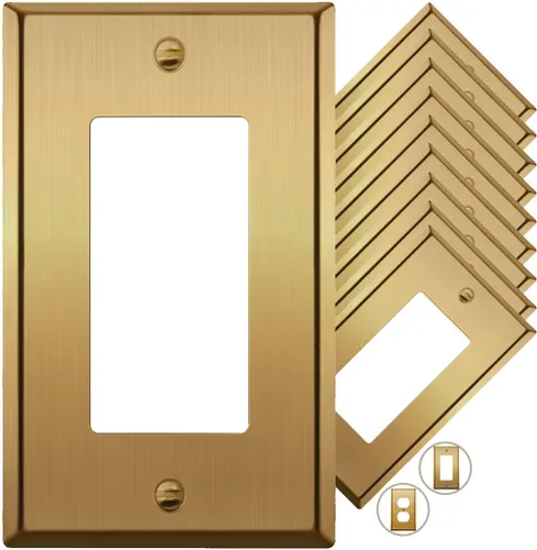 Vista 49 de Rio Salto Placa de pared de metal dorado en latón Placa de salida en blanco Cubierta para tomas de corriente no utilizadas Interruptor de pared de 1