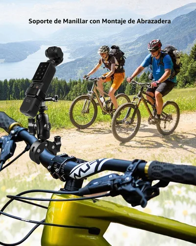 Vista 2 de Kit de soportes para manillar de abrazadera de cámara de bicicleta, cubierta protectora de cámara para parasol de lente compatible con DJI Osmo