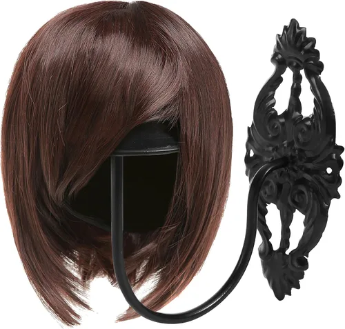 Vista 6 de MyGift 2 soportes para sombreros, soporte para sombreros de vaquero, montado en la pared, organizador de gorra de béisbol, colgador de casco de Negro