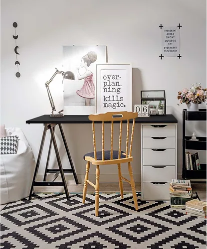 Vista 2 de 36x20 pulgadas Mesa Negra Universal, Escritorio Sólido de Una Pieza, Encimera Reversible de Melamina, Dobles Escritorios, L-Escritorio DIY
