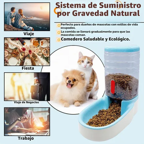 Vista 7 de kathson Comedero automático para gatos de 1 galón con gravedad, dispensador de comida para perros, gran capacidad, cuenco de comida para mascotas