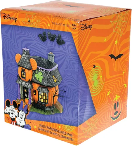 Vista 6 de Department 56 Disney Halloween Village Mickey's Pumpkintown Haunted Manor - Edificio iluminado, 6.81 pulgadas, multicolor