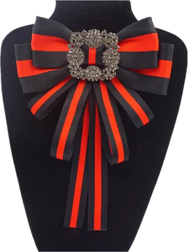 Vista 2 de Broche de lazo negro de Navidad para mujeres y hombres, broche de lazo para mujer, joyería de lazo negro, decoración de corbatín para mujer, collar