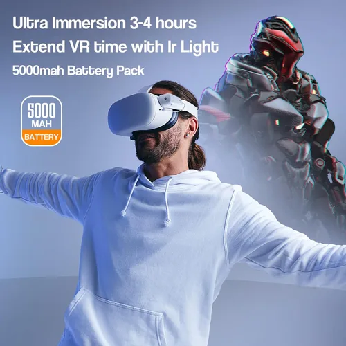 Vista 5 de Hanpusen Battery Pack with Ir Light for Oculus Quest 2, Ir Illuminator Infrared Light with 5000mAh Portable Charger Compatible with Quest 2
