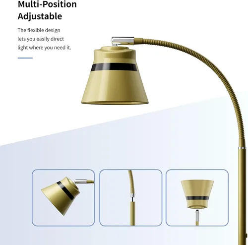 Vista 7 de AXX Lámpara de escritorio dorada, luz de mesa de 24 pulgadas para oficina en casa, dormitorio, dormitorio universitario, bombilla LED incluida, 1000