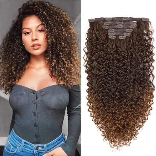 Vista 16 de BHF - Extensión de cabello rizado de 26 pulgadas, con clip de doble trama de 4.94 onzas, fibra japonesa resistente al calor, extensión de cabello