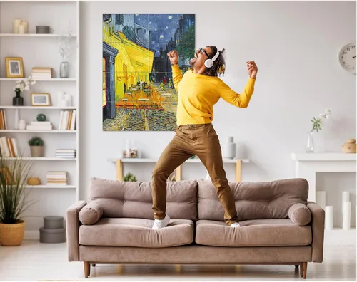 Vista 4 de JBER Paneles acústicos artísticos, paquete de 8 paneles acústicos para decoración de pared con autoadhesivos, paneles de absorción de sonido