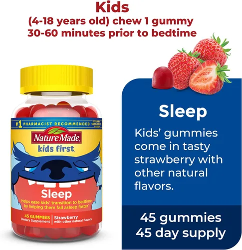 Vista 5 de Nature Made Paquete combinado de gomitas de melatonina para adultos y niños para un sueño reparador, paquete familiar, ayuda para dormir