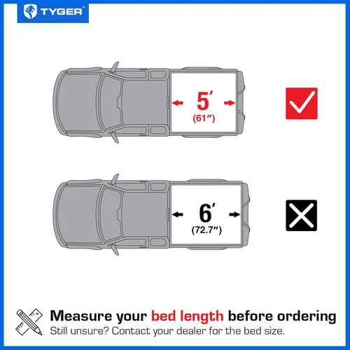 Vista 2 de Tyger Auto T1X - Cubierta tonneau de tela enrollable suave compatible con Ford Ranger 2019-2023 Caja de 5 pies (61 pulgadas) TG-BC1F9066X Blanco