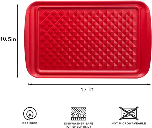 Vista 7 de LEHAHA Bandejas para preparar y servir a la parrilla, bandeja para servir barbacoa, bandejas de melamina para alimentos, juego de 2, gran regalo