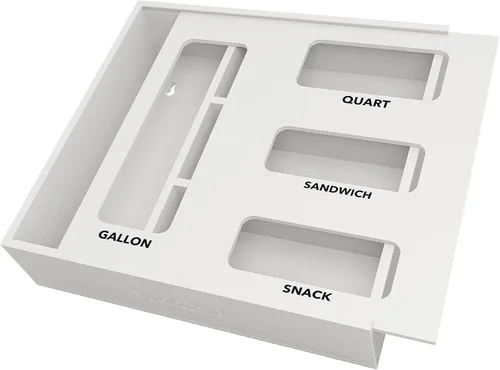Vista 8 de SpaceAid Organizador de bolsas para cajón de cocina, de bambú, compatible con galón, cuarto de galón, sándwiches y aperitivos, para bolsas de 4