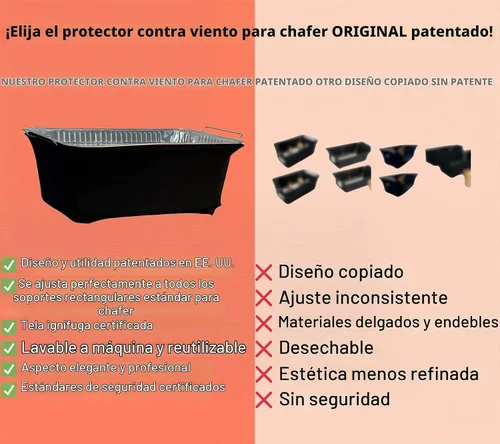 Vista 4 de The Original Patented' - Protector contra el viento para bufés, catering, cubierta para calentador de alimentos, poliéster ignífugo, lavable Negro
