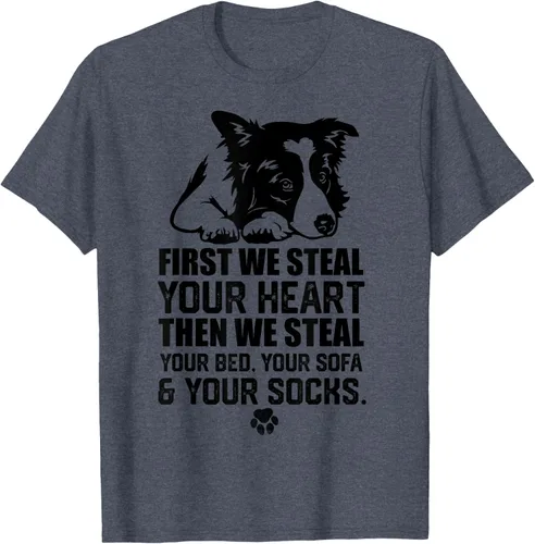 Vista 64 de Border Collie Steal Your Heart Steal Your Bed - Camiseta de sofá, Gris