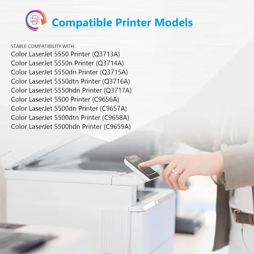 Vista 2 de Cartucho de tóner magenta 645A (paquete de 1) Reemplazo para HP 645A Magenta Toner compatible con impresora Color Laser 5550 5550n 5550dn 5550dtn