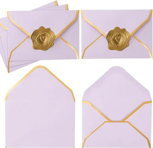 Vista 9 de 100 Piezas Sobres Mini para Tarjetas de Regalo Coloridos Sobres Pequeños con Solapa en V con Borde Dorado para Tarjetas de Notas en Blanco, Tarjetas
