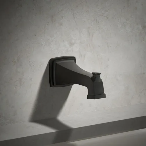 Vista 2 de KOHLER 27406-BL Riff - Boquilla de baño para montaje en pared con desviador y conexión deslizante, grifo de bañera, color negro mate
