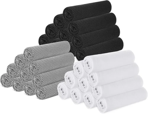 Vista 22 de Hosuly Paquete de 30 Toallas Refrescantes, 40"x12" Hielo Transpirables Suaves Frías Paño de Sudor Microfibra Paños de Entrenamiento para Gimnasio